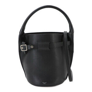 Celine Nano Bucket Bag, 2-way Handbag/Shoulder Leather, Black, 187243